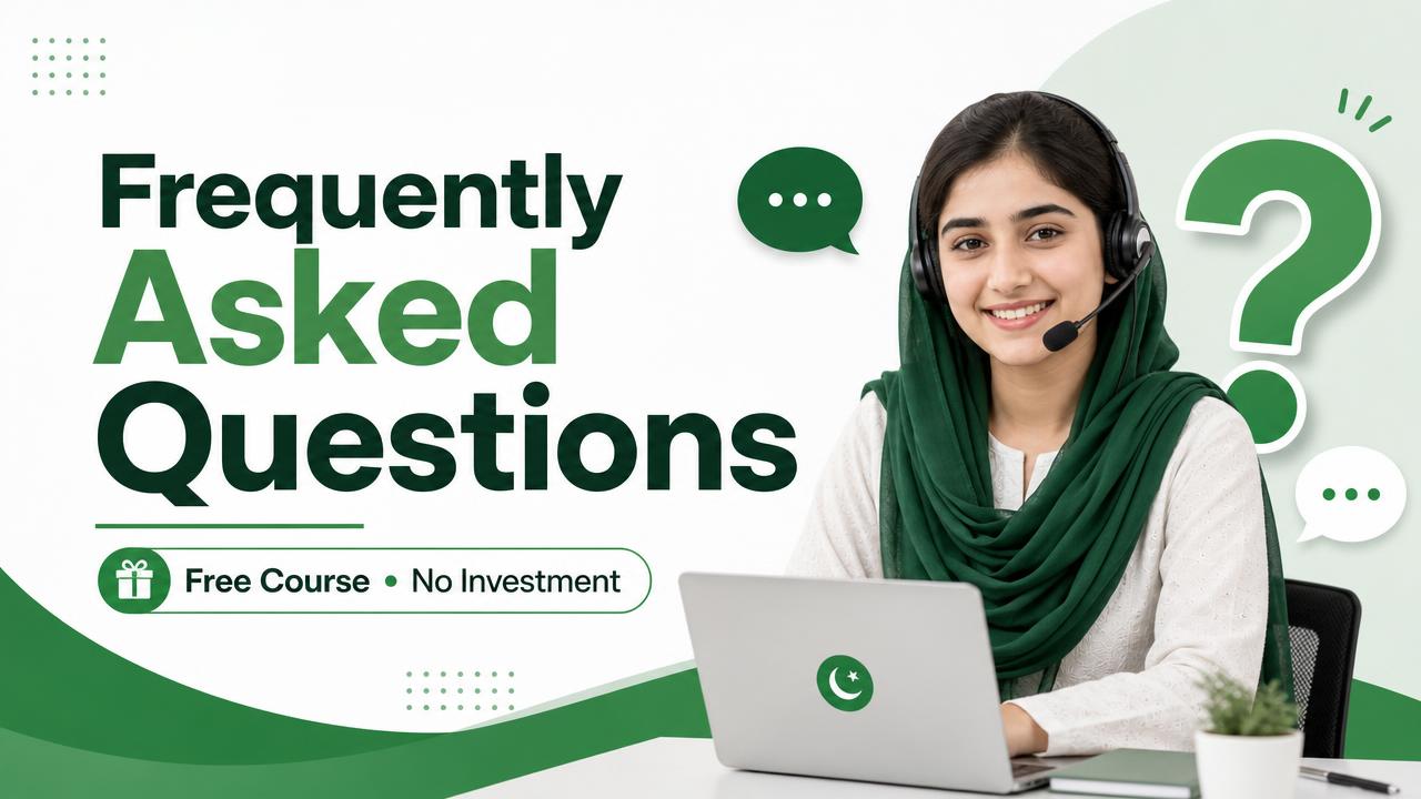 Pakistani girl with headset answering online earning questions