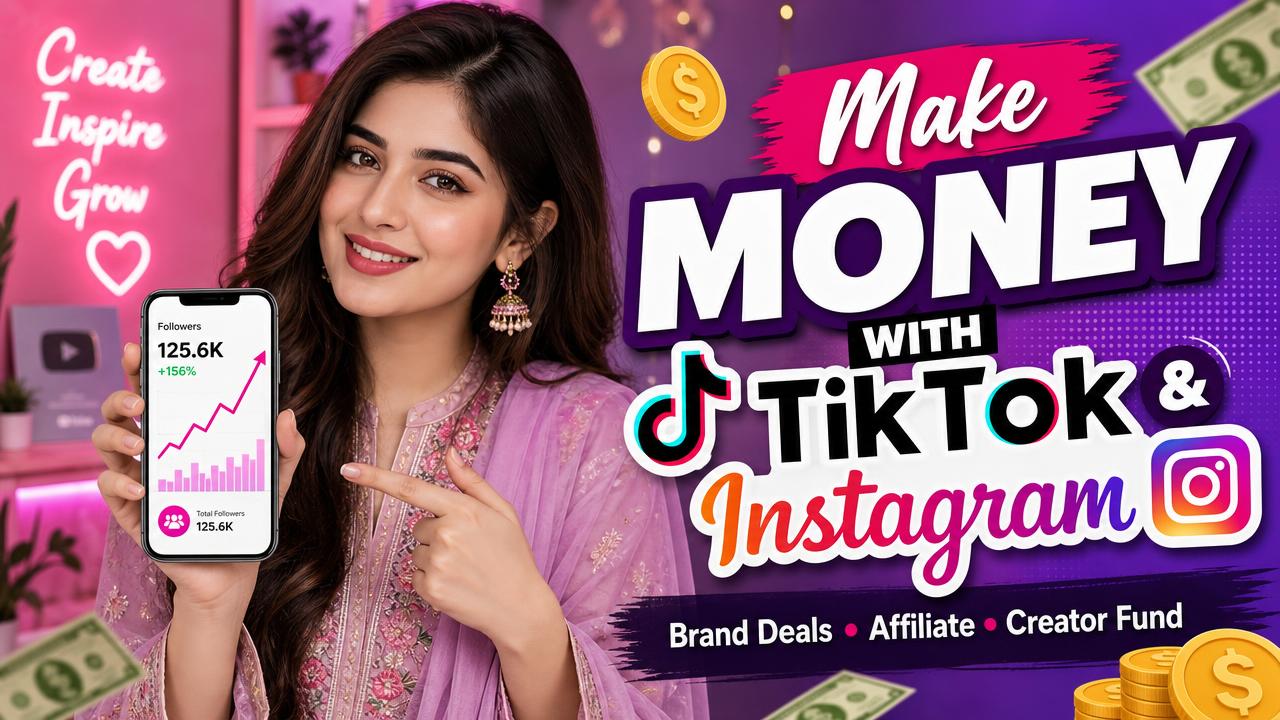 Pakistani girl influencer showing follower growth chart on her phone